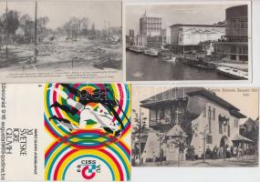 16 db főként régi kiállítás témájú képeslapok: Párizs 1937, London 1908, Bucharest 1906, Brüsszel 1910, Belgrád 1969 / 16 pieces of old cards, exposition