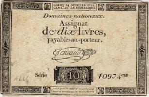 Franciaország 1792. 10L (2x) klf színvariáns, az egyikben lemezhibák T:III/III-