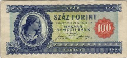 1946. 100Ft eltérő képméret 159x72mm! (158x72mm helyett) T:II/III