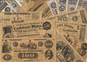 Amerikai Konföderált Államok 1860-as évek 25 klf facsimile bankjegy túlnyomórészt I. tartásban