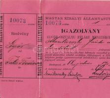 1888. Vasúti kedvezményes igazolvány félárú menetjegyre kiváló állapotban! R!