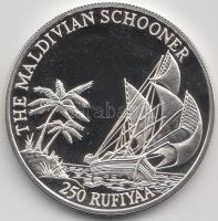 Maldív-szigetek 1990. 250R Ag "Szkúner" (31.5g/0.925) T:PP Maldive Islands 1990. 250 Rufiyaa Ag "Maldivian Schooner - Dhivehi-Odi" (31.5g/0.925) C:PP