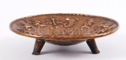 Réz zodiákus lábas tálka, d:14 cm