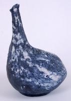 Gorka Lívia (1925-2011): Gyöngytyúk. Festett samott kerámia, jelzett, hibátlan, m:23 cm, h:15 cm