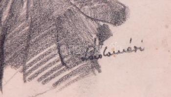 Szmrtnik János (Ladoméri, (1894-1951): Orosz fogoly. Ceruza, papír, jelzett, üvegezett keretben 30×2...