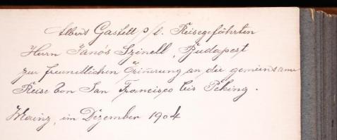 1903 Reise-Erinnerungen. Fotóalbum 60db felvétellel Albert Gastelltől Szinell Jánosnak ajánlva a Hop...