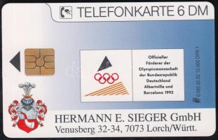 NSZK 1992 Barcelonai olimpia használatlan Sieger telefonkártya