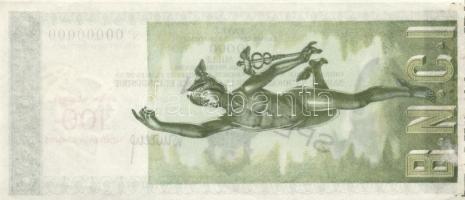 Franciaország DN 100Fr "Minta" csekk T:II hajtatlan, hátoldalon ragasztás
France ND 100 Fr...