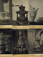 Kofka reklám 6 db kávézáshoz kapcsolódo tárgyat ábrázoló nyomtatvány a kávézás történetével