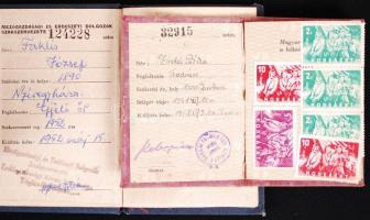 cca 1945-1952 Vegyes okmány tétel: Szakszervezeti tagsági könyv, Magyar - Szovje tagsági könyv, Egés...