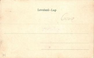 Eger, Széchenyi utca; zászló, litho