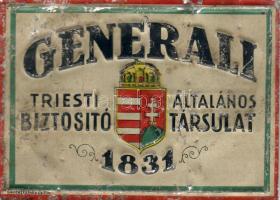 Generali biztosító 13x9cm reklámtábla, horpadozott