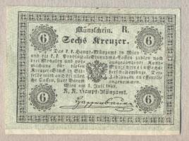 1849. 6Kr "K. K. Hauptmünzamt Münzschein" T:II-