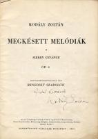 1955 Megkésett melódiák kotta Kodály Zoltán dedikálásával