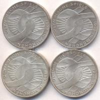 NSZK 1972D-F-G-J 10M Ag "Olimpia-München / Láng" (4x) díszdobozban T:2
GFR 1972D-F-G-J 10 ...