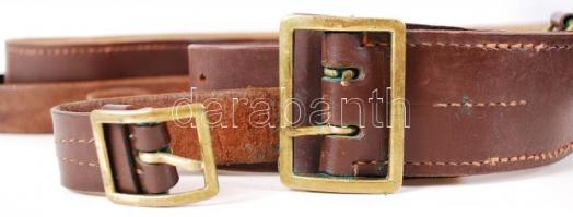 Bőr katonai derékszíj vállszíjjal / Leather military waist belt with shoulder belt