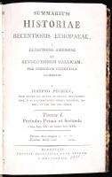 Josepho (József) Péczely: Summarium historiae recentioris Europaeae, a detectione Americae ad revolutionem Gallicam: per temporum intervalla divestum. Tom. I. Periodus Prima et Secunda a fine Sec. XV. ad finem Sec. XVII. Debrecini, 1827, excudit Franciscus Tóth Typogr. Korabeli félvászon kötésben, festett lapszélekkel. A kötés sérült