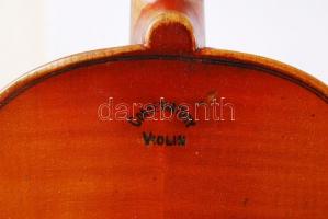 Conservatory violin jelzésű régi hegedű tokkal és vonóval jó állapotban / old violin with fiddle cas...
