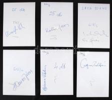 cca 1970 6db ff portrékép színészekről, hátoldalán minden kép a modell által aláírva. (Koltay János,...