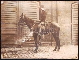 cca 1920 Lovas katona portréja kartonra kasírozva /  Portrait of an officer on horse, 18x24cm