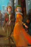 Herpai Zoltán (1951-2011): Színpadi jelenet. Olaj, farost, jelzett, keretben 55×65 cm