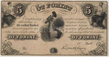 Emigrációs "Kossuth-bankó"/Philadelphia 18.. 5Ft T:I- szélén kis repedéssel