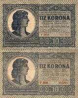 1919. aug. 10K (2x) "F" betűjelzéssel 2 klf vágásmérettel, színvariánssal T:II