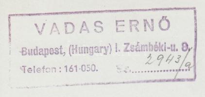 Cca 1940 Vadas Ernő (1899-1962): Itatónál. Vintage kópia, hátoldalán szerzői pecséttel, 23x17cm