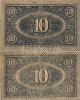 1919. aug. 10K (2x) "F" betűjelzéssel 2 klf vágásmérettel, színvariánssal T:II