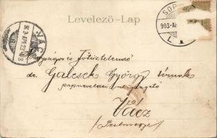 Sopron Széchenyi-szobor, Art Nouveau litho (Rb)