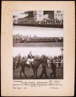 1932-1948 3db fotó lóversenyekről, feliratozva, hátoldalon szerzői pecséttel, az egyik montázstechni...