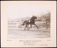 1932-1948 3db fotó lóversenyekről, feliratozva, hátoldalon szerzői pecséttel, az egyik montázstechni...