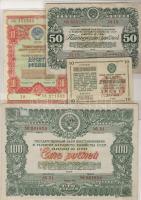 Szovjetunió 1941. 10R, 1946. 50R+100R, 1954. 10R sorsjegyek, amelyek egyben pénzhelyettesítő fizetőeszközök voltak T:II,II- RR!!