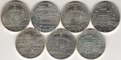 Ausztria 2002-2005. 10Euro 7 klf db ezüst T:1