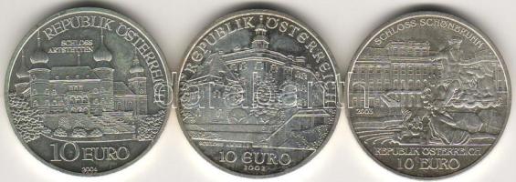 Ausztria 2002-2004. 10Euro 3 klf db ezüst T:1