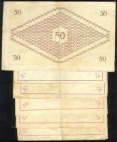 Pápa 1919. május 8. "Pápai csekk" 10K (3x) + 20K (3x) + 50K (7x) mind lyukasztással érvény...