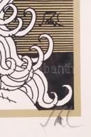 Szász Endre (1926-2003): Női fej. Szitanyomat 66/100, papír, jelzett, üvegezett keretben 70×50 cm