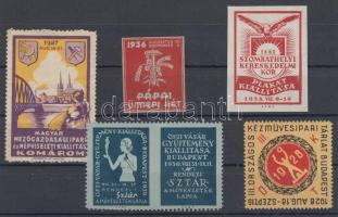 1927-1939 6db magyar kiállítási levélzáró (ritkábbak)