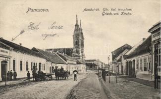 Pancsova Almási út, Görög keleti templom, szeszgyár / street, Greek church, distillery