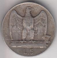 Olaszország 1928R 5L Ag T:2-
Italy 1928R 5 Lire Ag C:VF