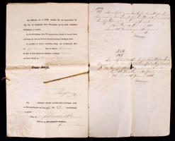 1864 Privilégiumlevél pesti gyufagyár részére kétszer megerősítve / 
1864 Letter of privileges in Pe...