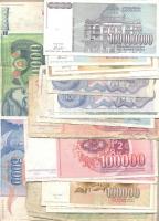 Jugoszlávia 50db vegyes bankjegy T:vegyes
Yugoslavia 50 pcs of mixed banknotes C:mixed