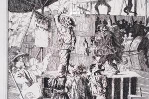 Joe A. Pecsenke (1942-1989): Commedia dell'arte XIII-B. Rézkarc, papír, jelzett, üvegezett kere...