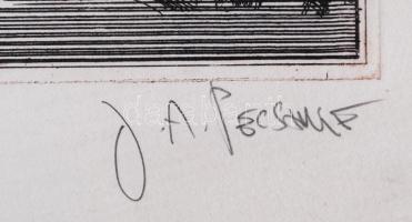 Joe A. Pecsenke (1942-1989): Commedia dell'arte XIII-B. Rézkarc, papír, jelzett, üvegezett kere...