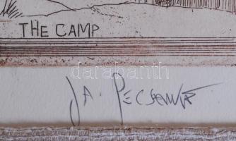 Joe A. Pecsenke (1942-1989): Commedia dell'arte XIX-B. Rézkarc, papír, jelzett, üvegezett keret...