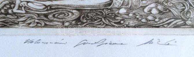 Kolozsvári Grandpierre Miklós (1950-): Tükröm, tükröm. Rézkarc, papír, jelzett, üvegezett keretben, ...