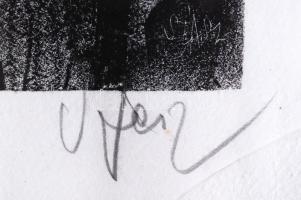 Szász Endre (1926-2003): Női fej. Artist print 3/10, papír, jelzett, üvegezett keretben, 23×30 cm