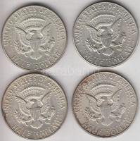 Amerikai Egyesült Államok 1967. 1/2$ Ag "Kennedy" (4x) T:2 USA 1967. 1/2 Dollar Ag "Kennedy" (4x) C:XF