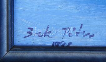 Bak Péter (1950-): Téli Balaton. Olaj, farost, jelzett, keretben 56×56 cm