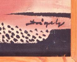 Drégely László (1932-1990): Üzenet. Vegyes technika, selyem-farost, jelzett, keretben, 37×28 cm